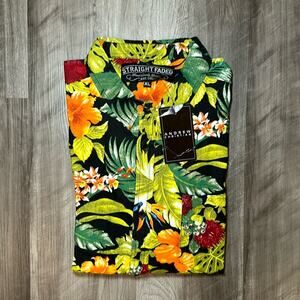 Straight Faded Hawaiian Floral Short Sleeve Button Down - XL